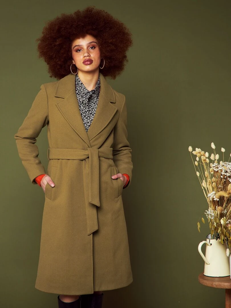 Manteau long ceinturé   Camel