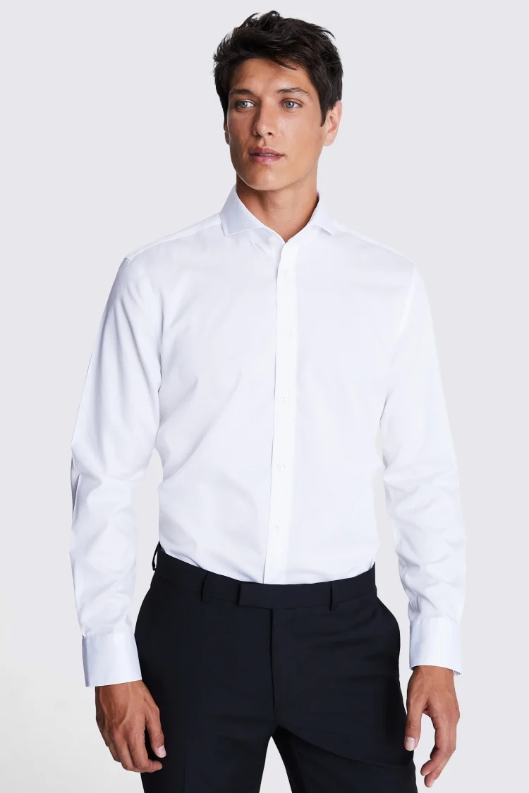 Tailored Fit White Twill Non-Iron Shirt Buy Online at Moss