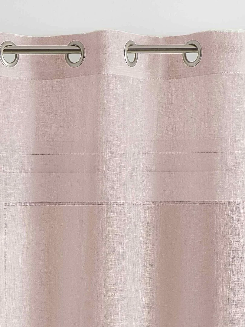 Rideau voilage 100% lin fluide   Rose clair