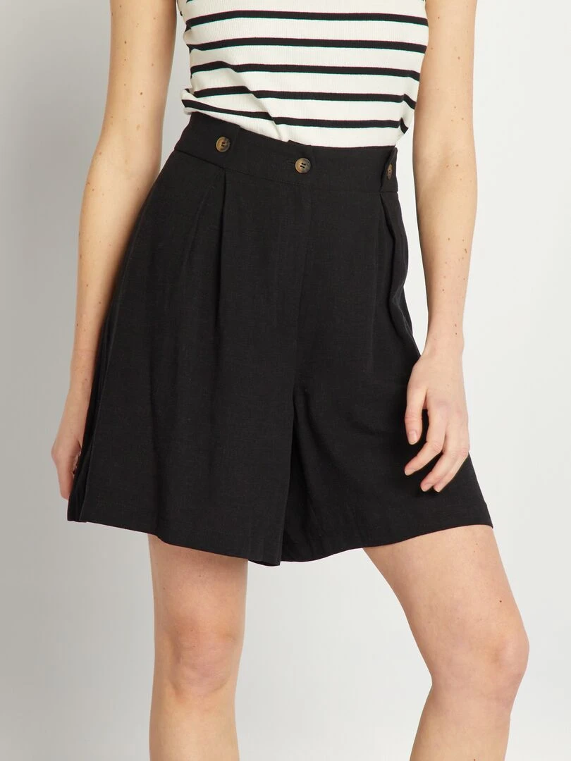 Short de tailleur en lin noir