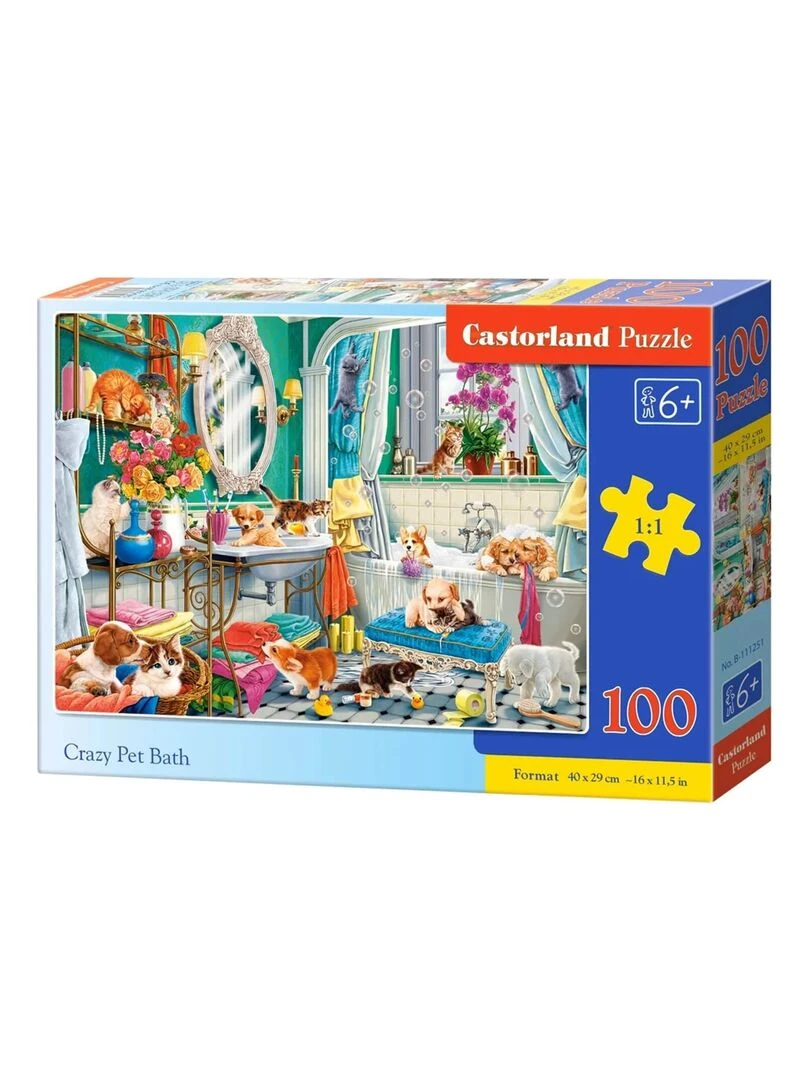 Puzzle 100 pièces : Bain pour animaux de compagnie N/A