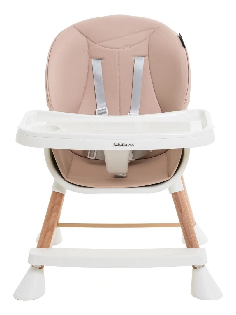 Chaise Haute Évolutive en Bois   3 en 1 – 6 mois jusqu’à 5 ans   réhausseur   rose   Rose