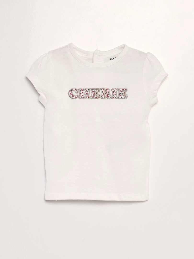 Tee shirt manches courtes imprimé Blanc cherry