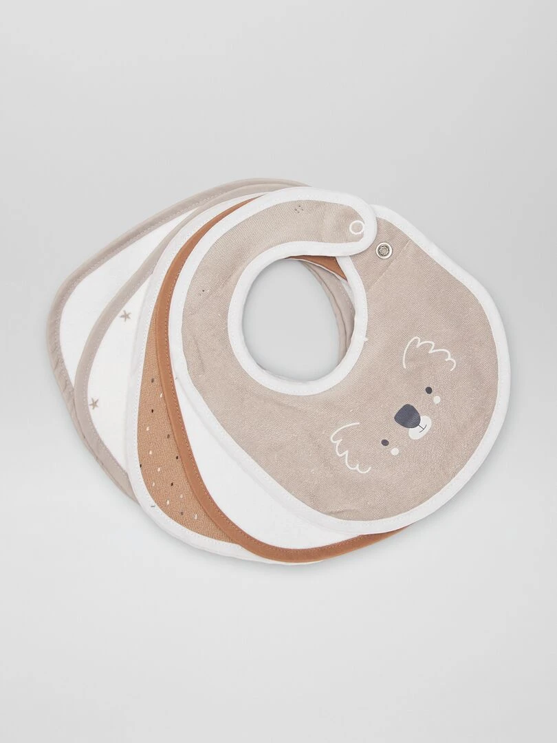 Lot de 5 bavoirs en éponge Beige