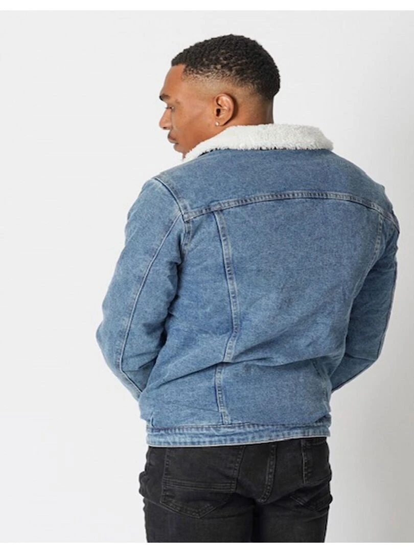 Veste jean sherpa Kebello   Bleu ciel