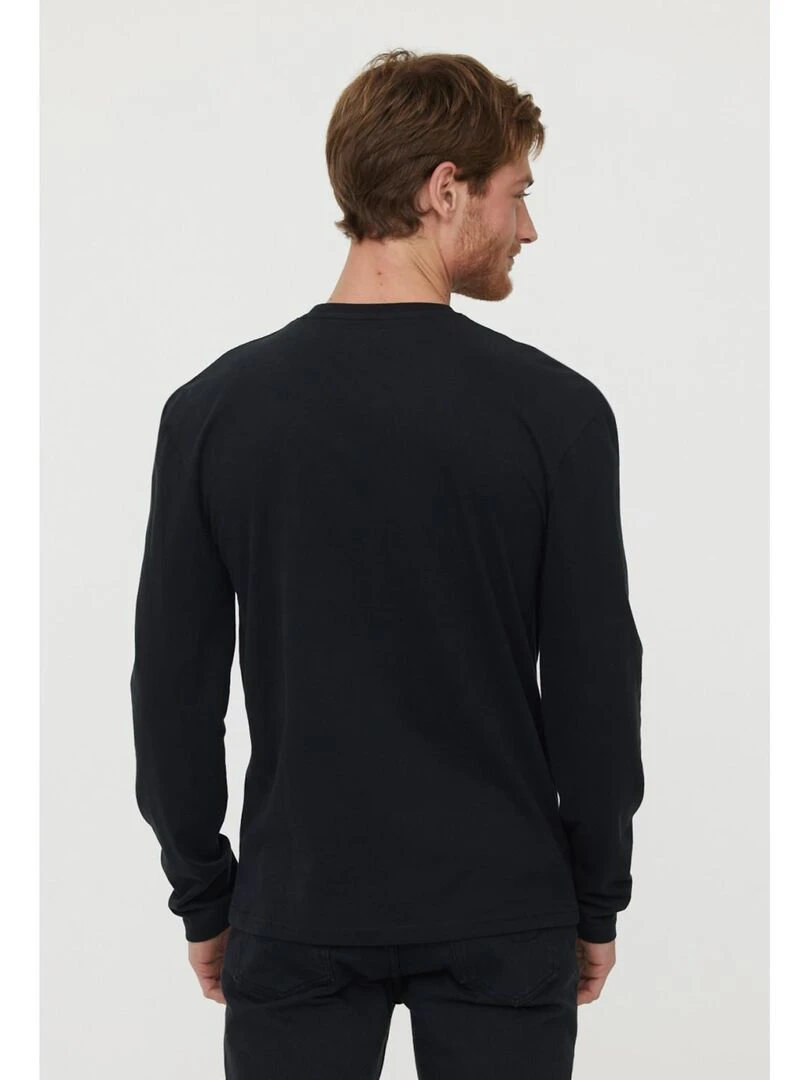 Lee Cooper   T Shirt manches longues coton regular AMOURS   Noir