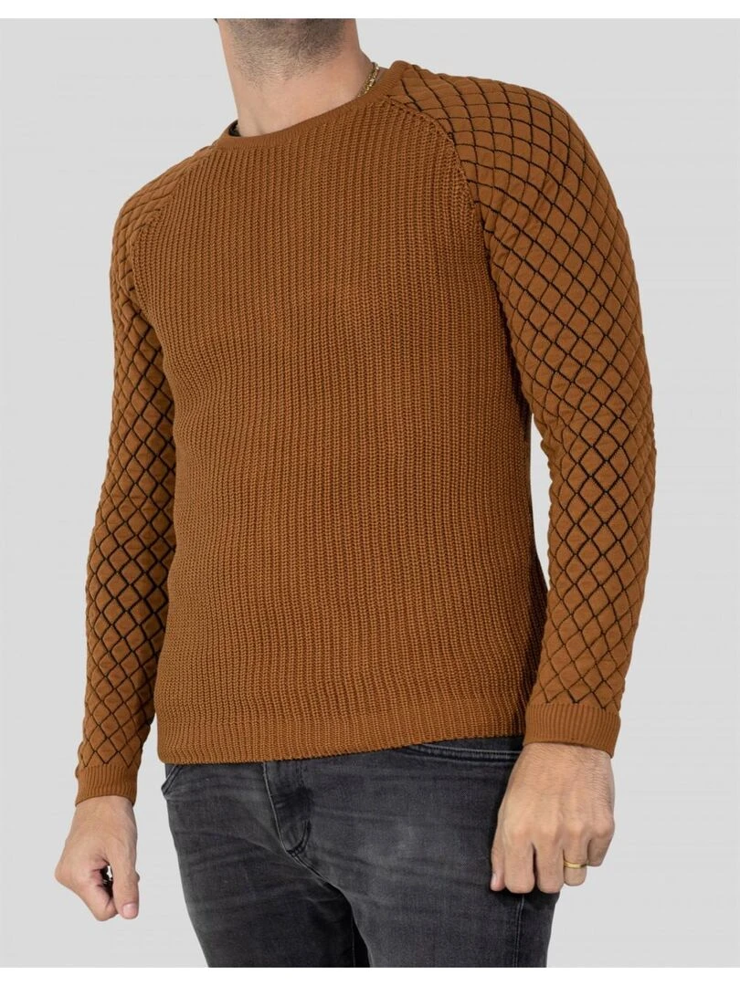 Pull col rond Kebello Marron