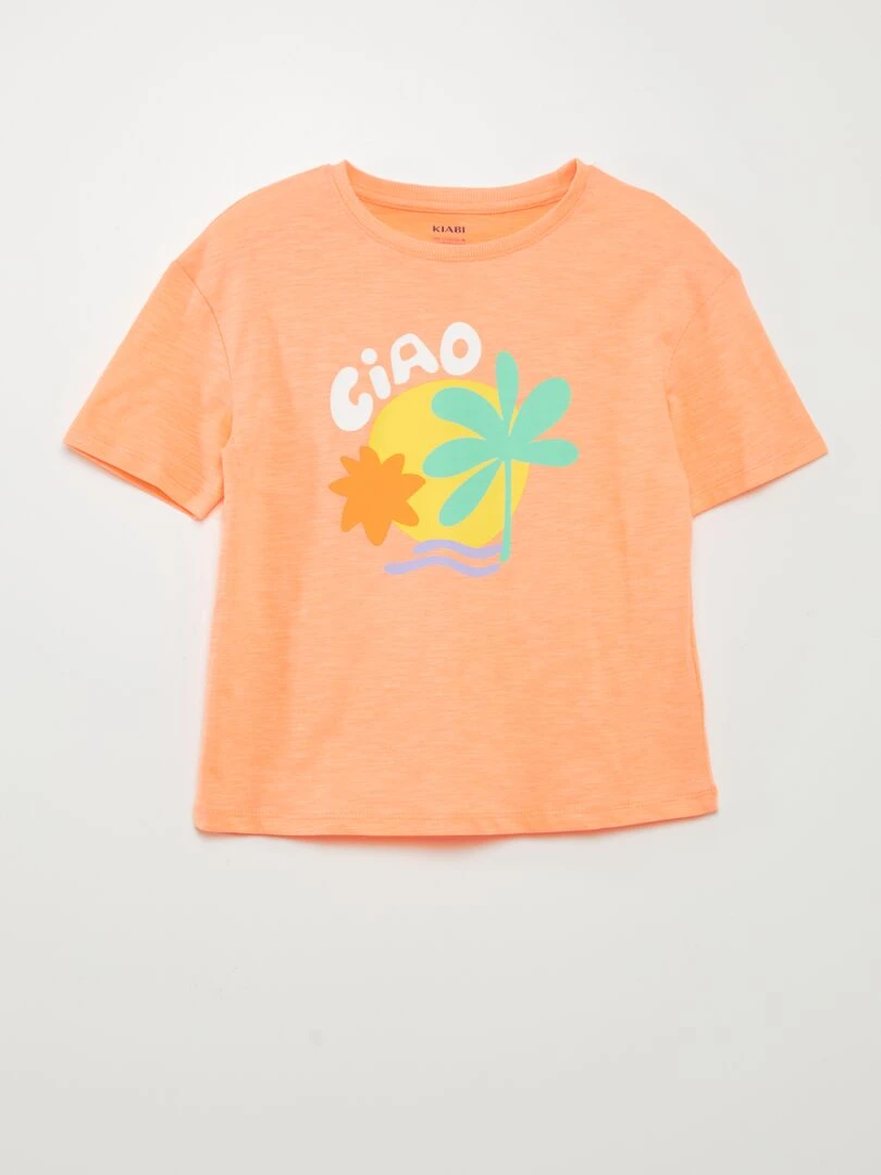 T shirt en jersey avec imprimé   Rose