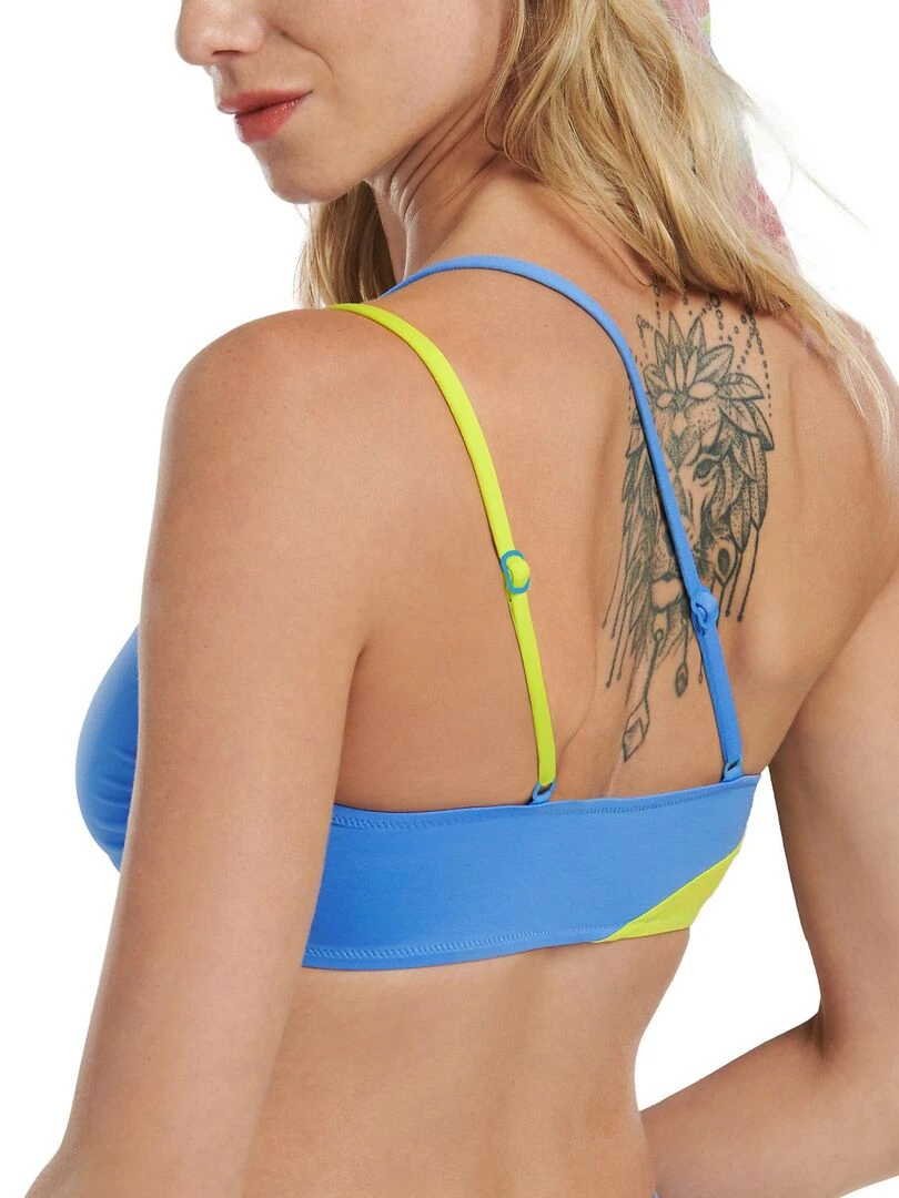 Haut maillot de bain asymétrique sans armatures Laos Bleu