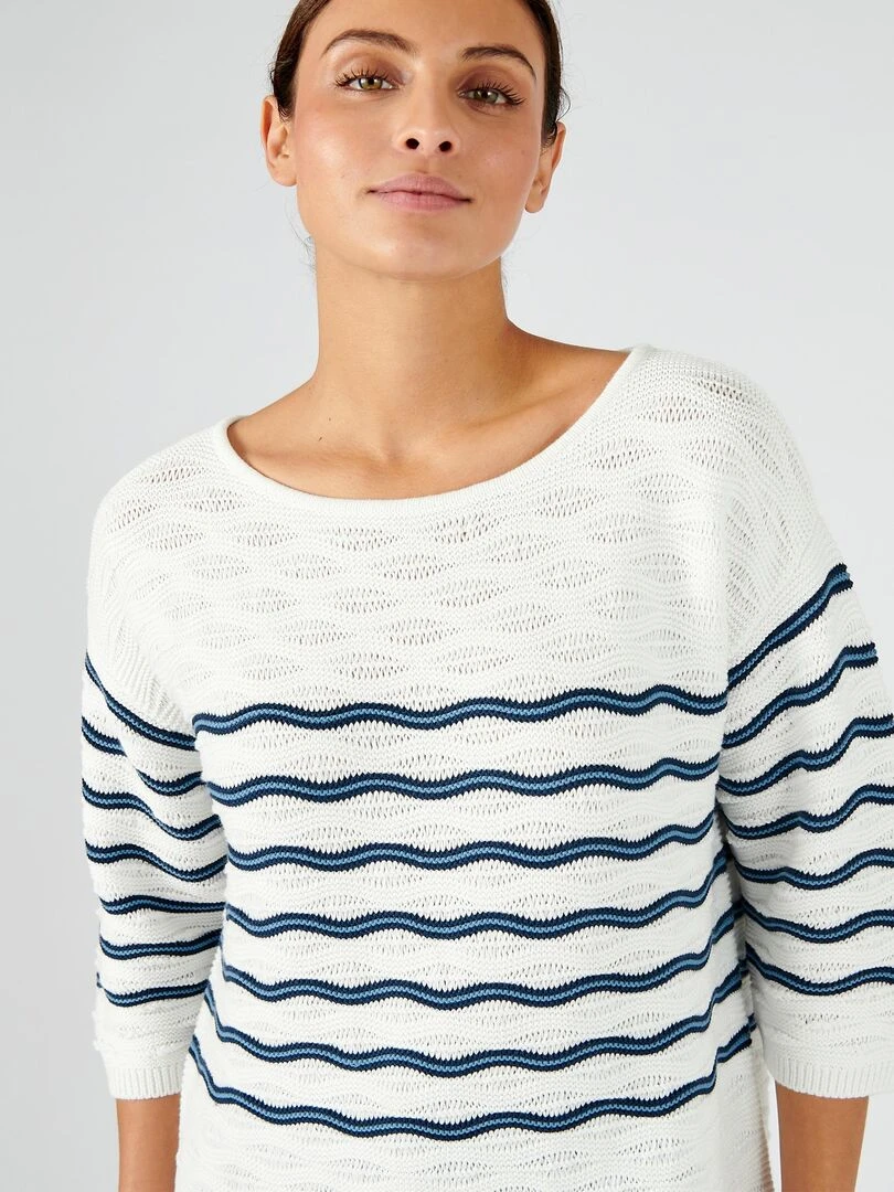 Pull à rayures Damart Bleu
