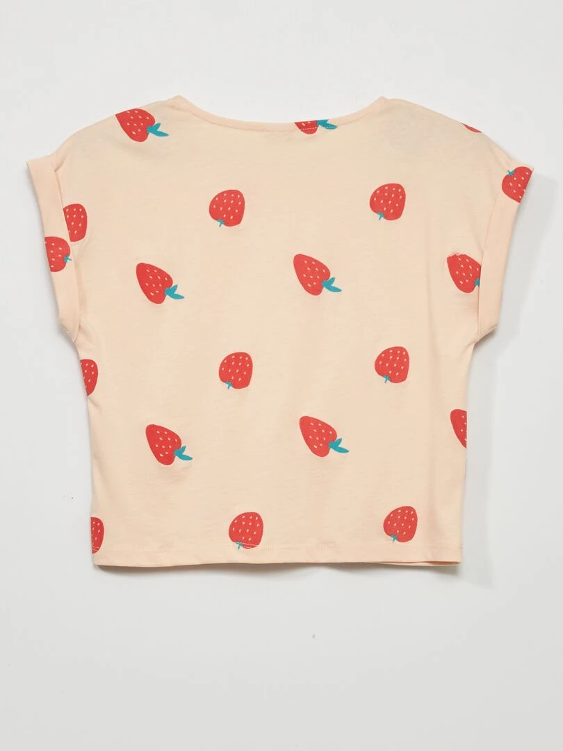 T shirt en jersey avec imprimé   Rose