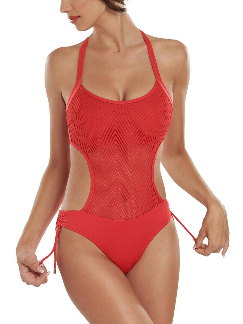 Maillot de bain une pièce monokini sans armatures Santorini Rouge