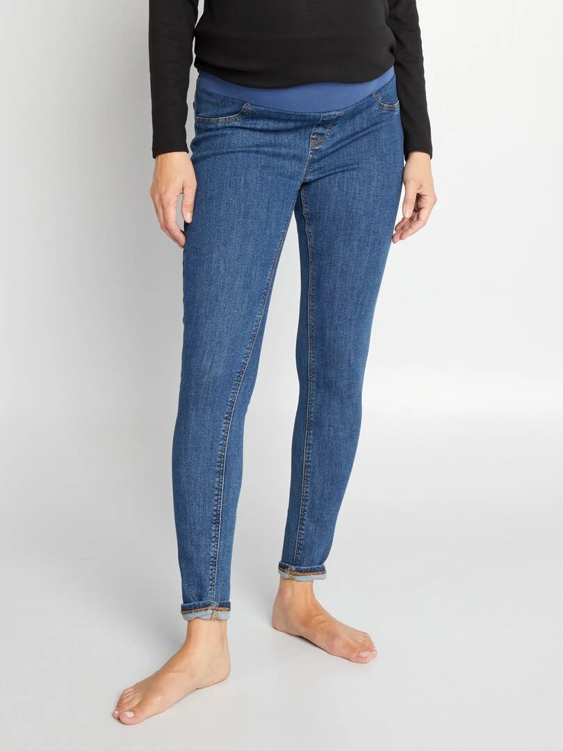 Jean grossesse skinny super stretch Debut de grossesse petit bandeau Bleu