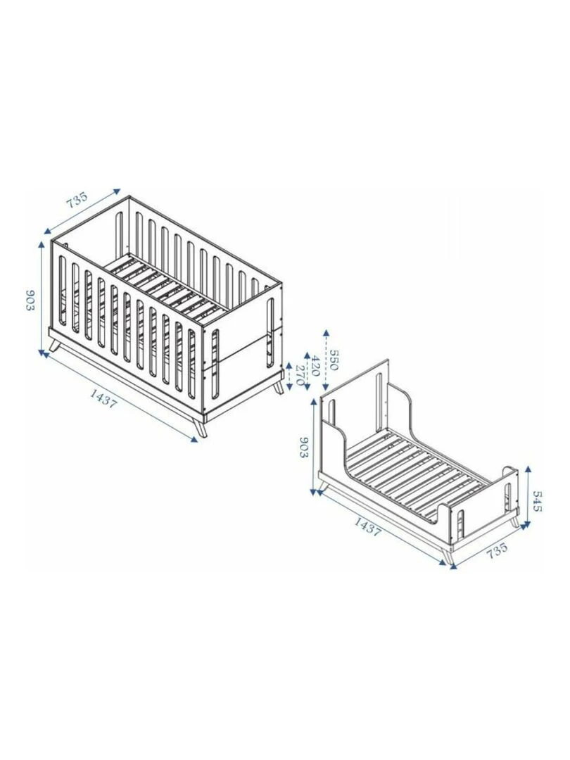 Lit bébé évolutif Zola   AKITEN RETAIL   Blanc