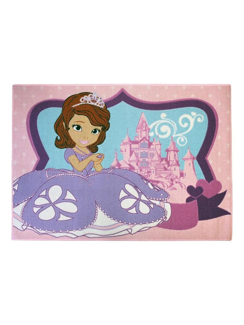 Tapis enfant SOFIA CASTLE Rose 95x133 Fait en Europe en polypropylène doux et soyeux Rose