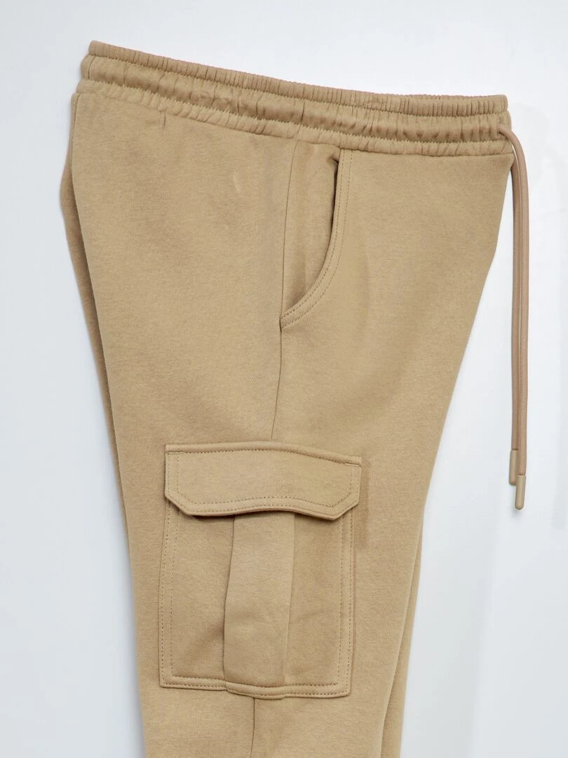 Jogging chiné en molleton avec poches   Beige