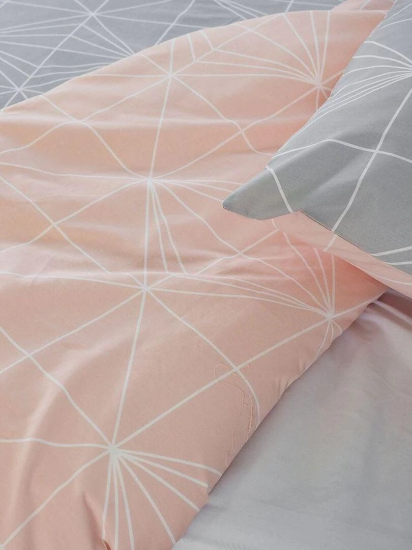 Housse de couette 140x200 + 1 taie d'oreiller 63x63 Coton Shyne   Gris