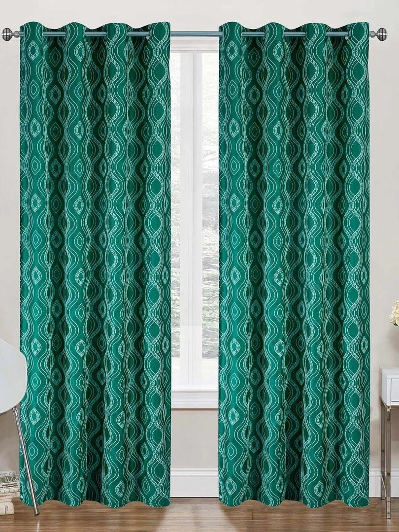 Paire de rideaux obscurcissant à motifs Vert