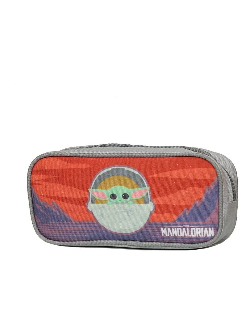 Trousse scolaire rectangulaire Star Wars / The Mandalorian Baby Yoda Grise Bagtrotter Gris