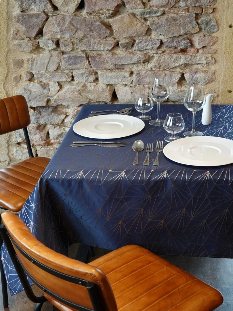 Nappe 145x240cm Facette bleu Bleu