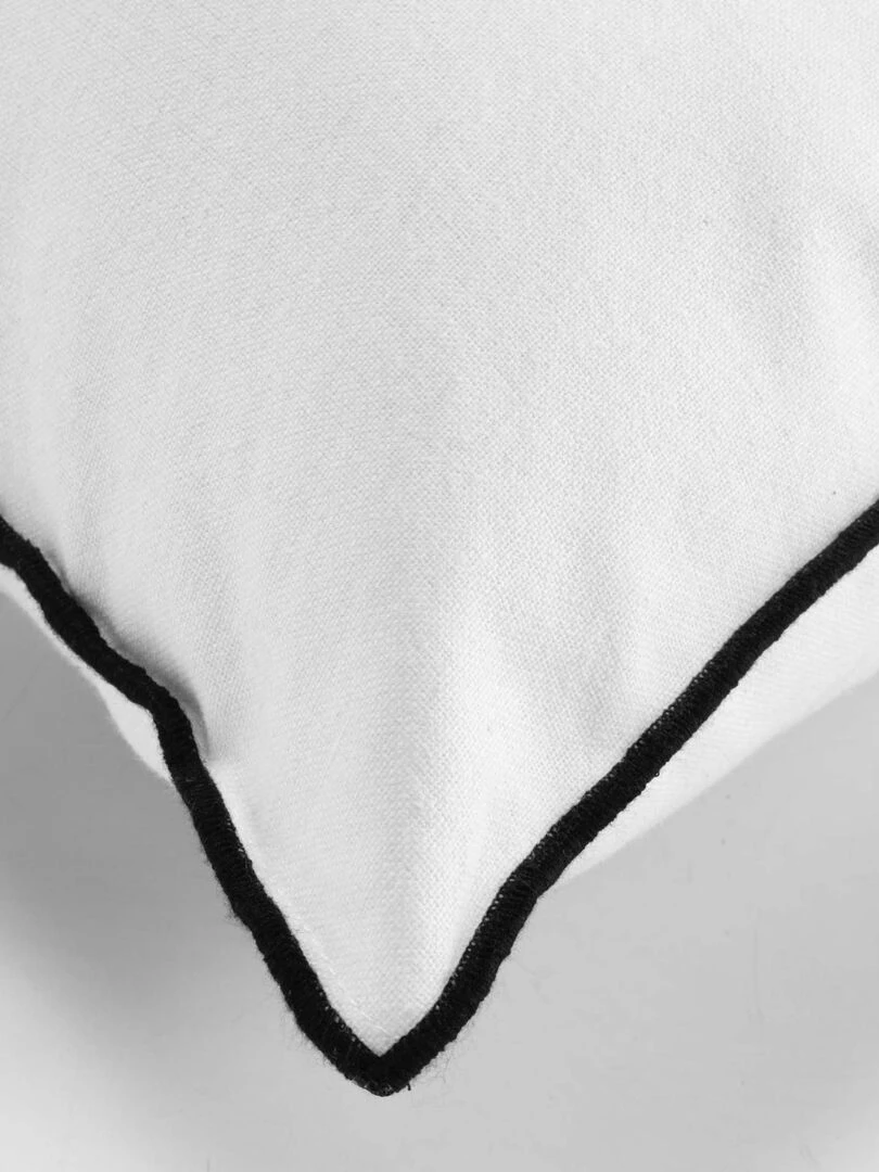 Coussin avec surjet en coton recyclé Blanc