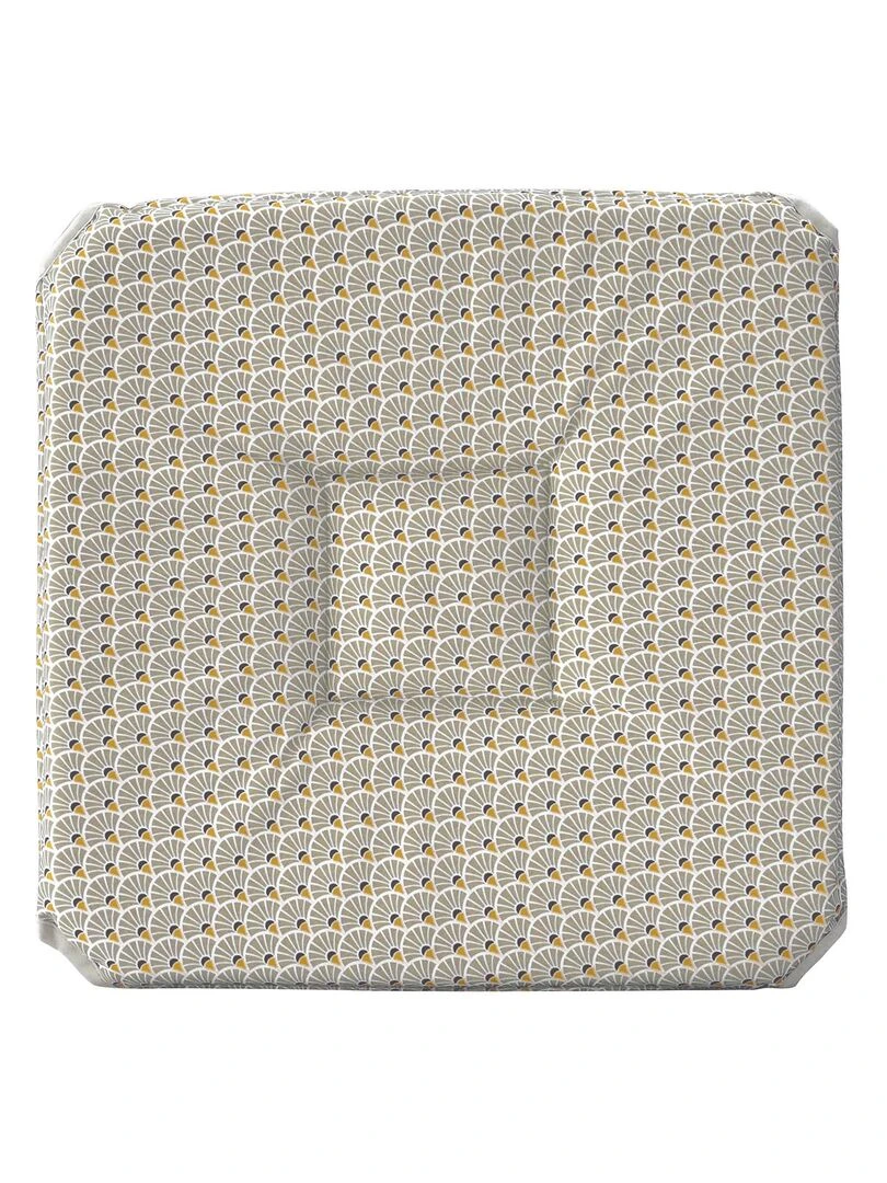 Galette de chaise anti taches à rabats Paon ficelle Beige