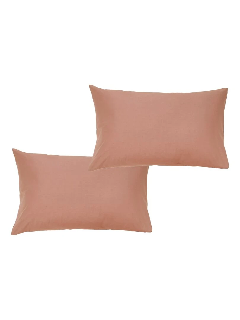 Lot x2 Taies d'oreiller 100% coton Bio 'Ptit Basile' Vieux rose