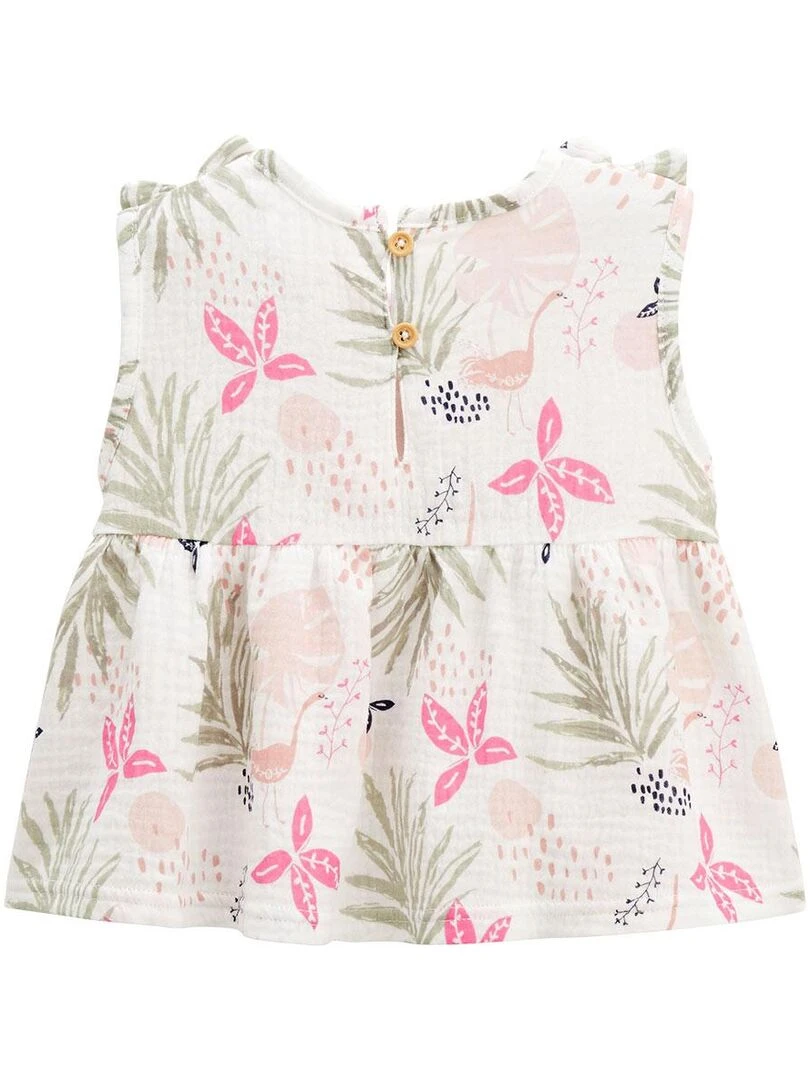 Blouse enfant en gaze de coton Calipso Ecru