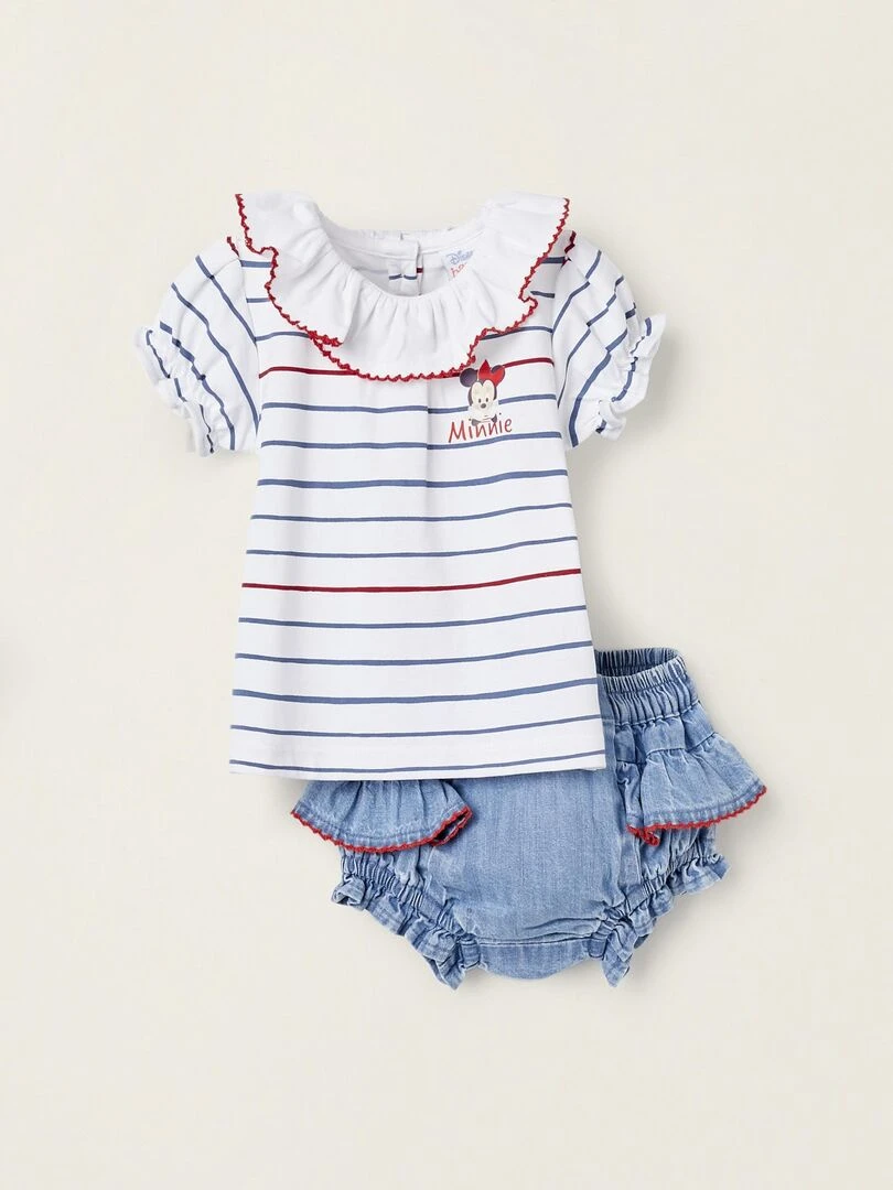 T Shirt + Bloomer pour Nouveau Né 'Minnie' MINNIE Blanc