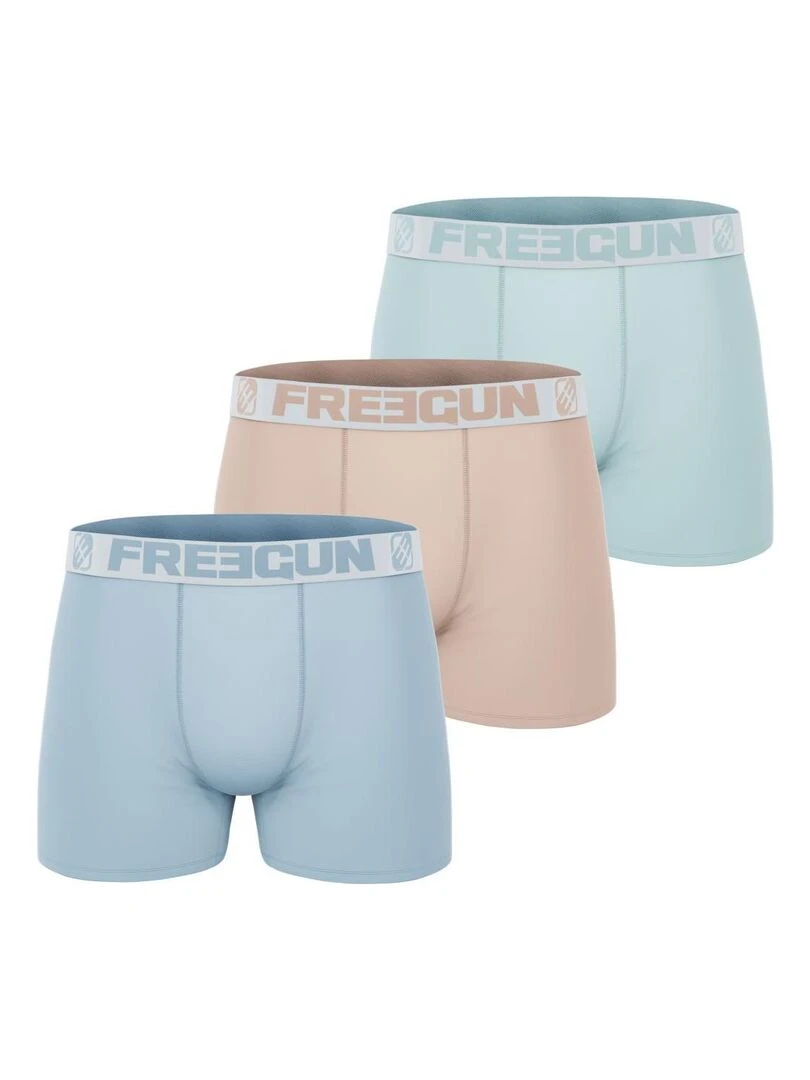 Lot de 3 boxers homme en coton Pastel Freegun Bleu