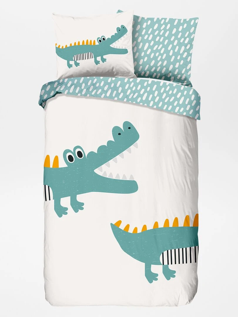 Parure de lit 1 personne réversible   Vert