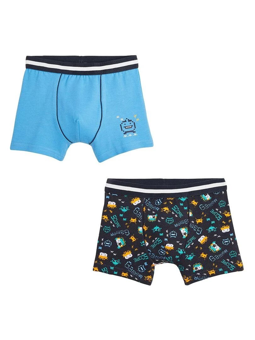 Lot de 2 boxers garçon Pixels Multicolore