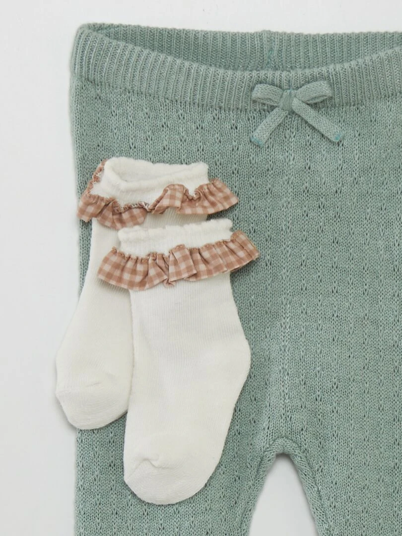 Ensemble legging en tricot + chaussettes   Vert