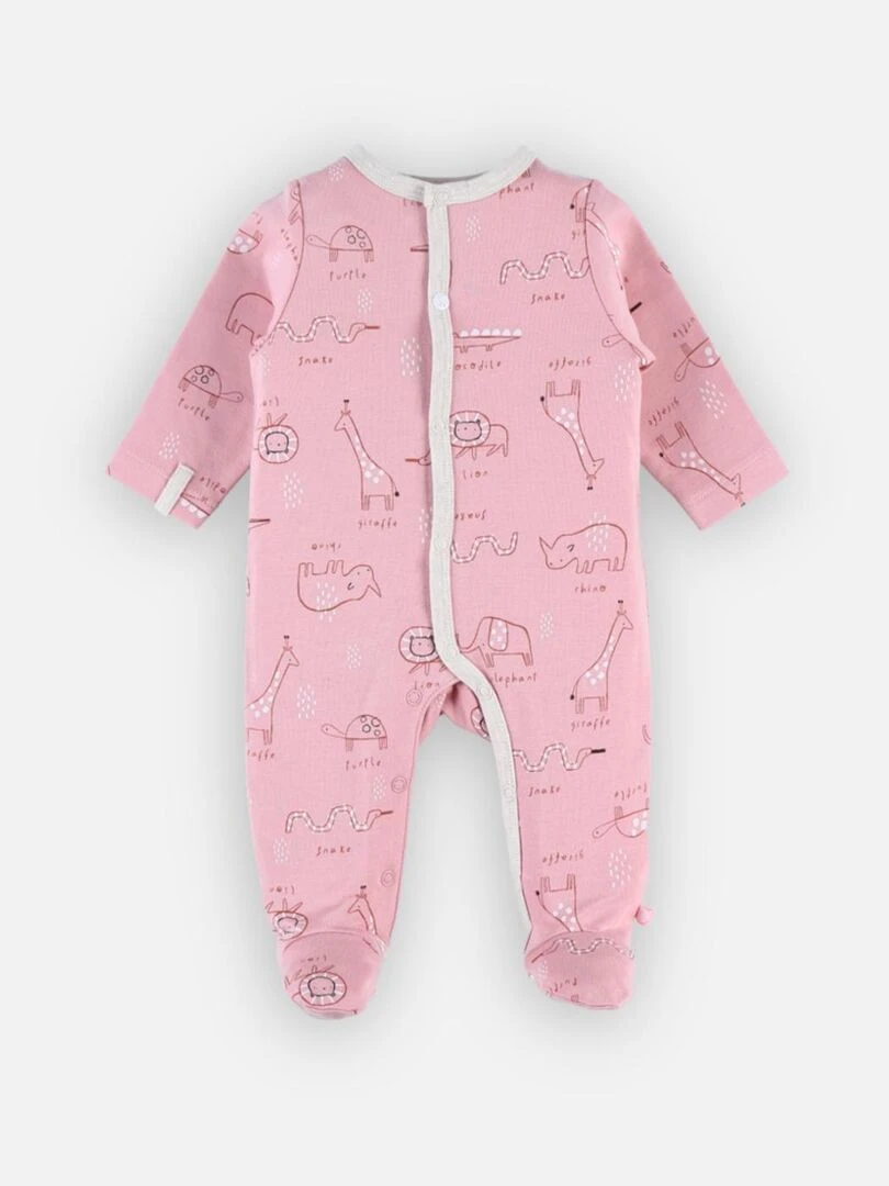 Pyjama 1 pièce à imprimé animalier en jersey Noukie's Rose