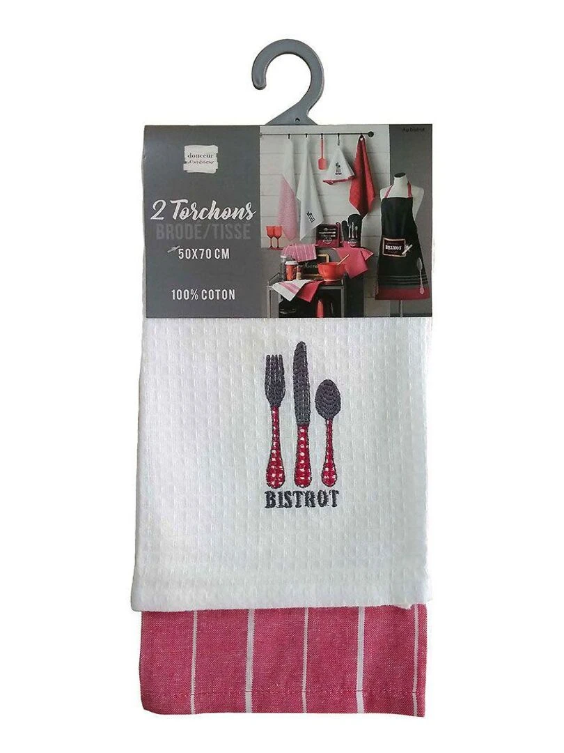 Torchon Bistrot Couverts   Rouge
