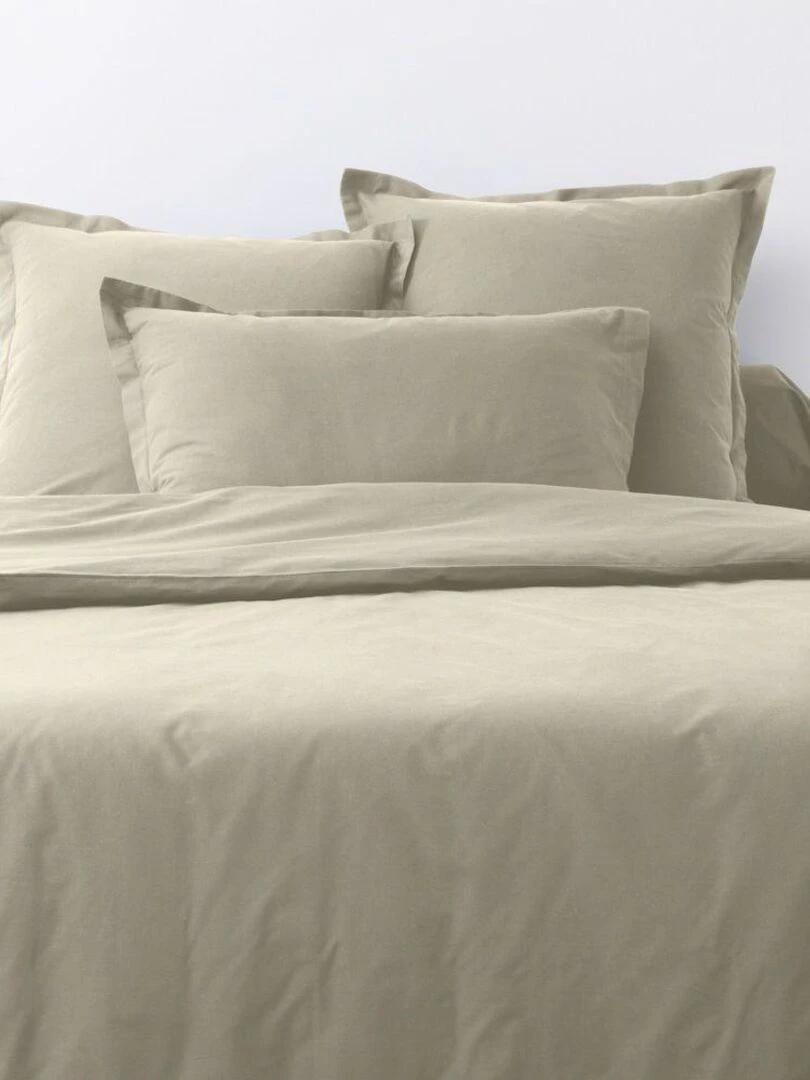 Lot de 2 taies d’oreiller coton uni   Latte