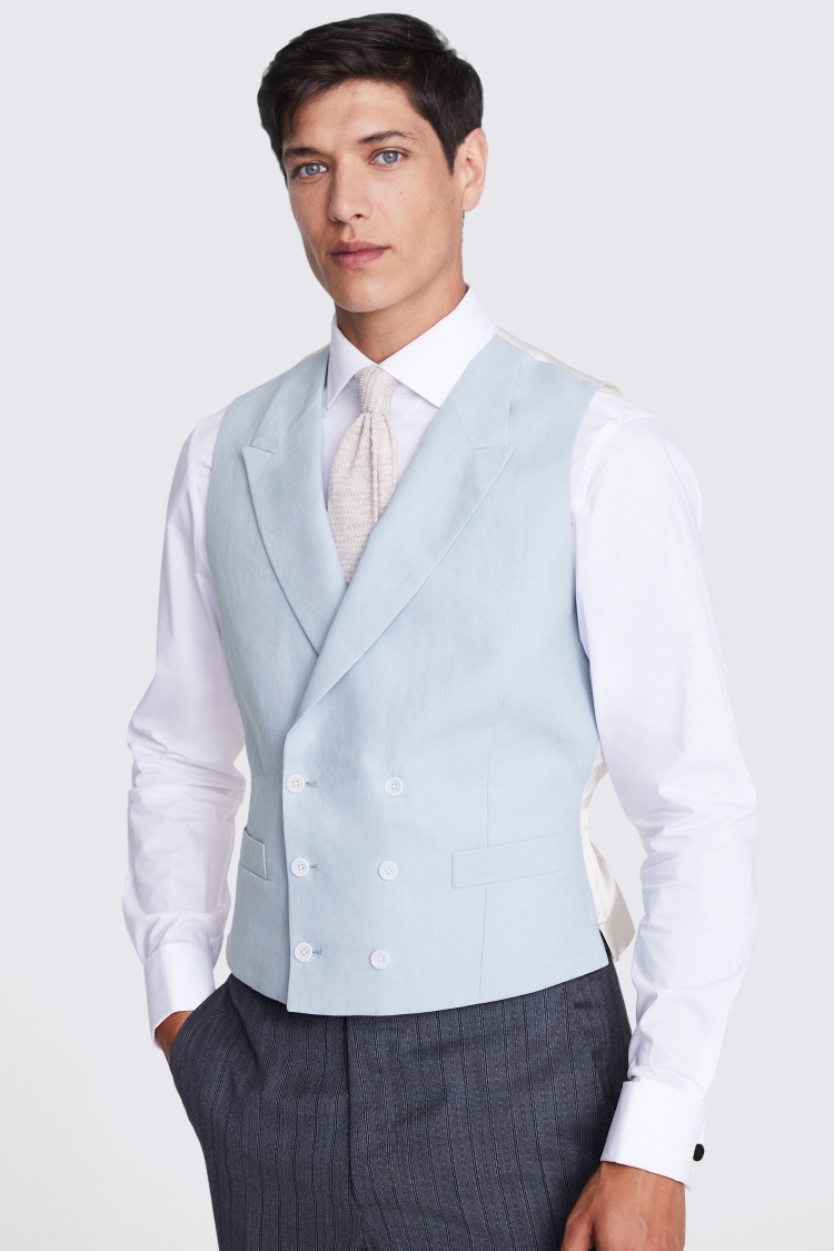 Tailored Fit Grey Sharkskin Morning Waistcoat   Buy Online at Moss