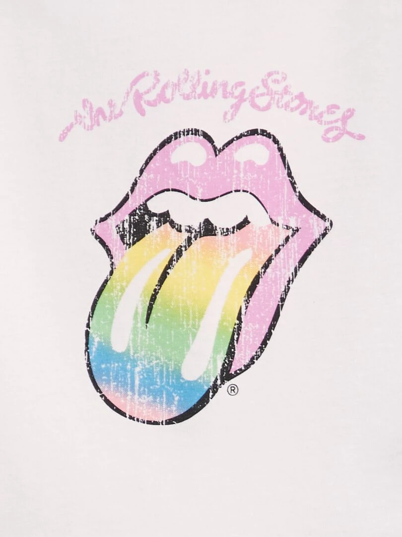 T shirt en jersey 'Rolling Stones' blanc