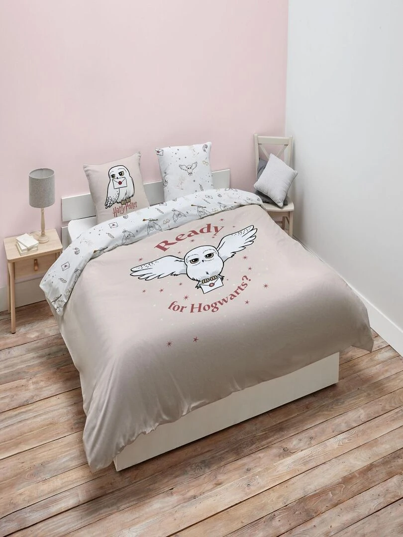 Housse de couette Harry Potter Hedwige 200x200 cm 100% Coton Ecru