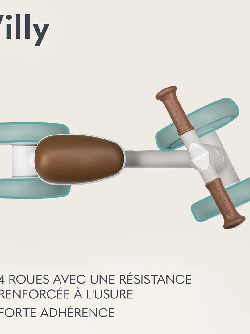 LIONELO Villy   Vélo enfant   4 Roues   Amorti à l'Avant   Siège Ergonomique   Gris Marron