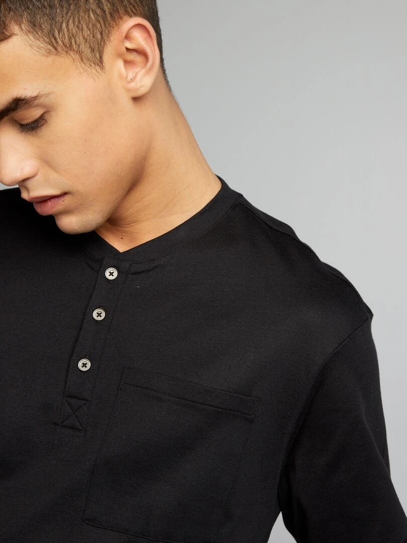 T shirt col tunisien   noir