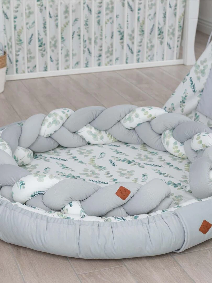 Tresse de lit bébé universelle  Eucalyptus   Gris