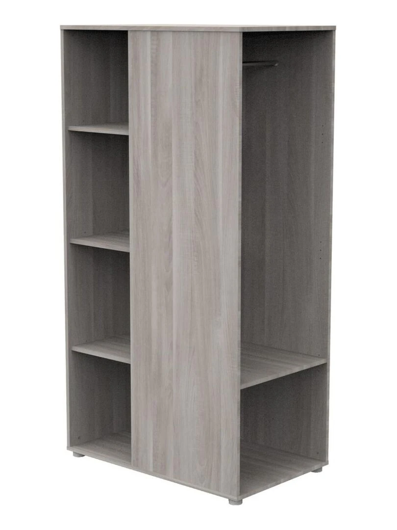Meuble de rangement avec étagères et penderie en décor bois BABYPRICE Gris