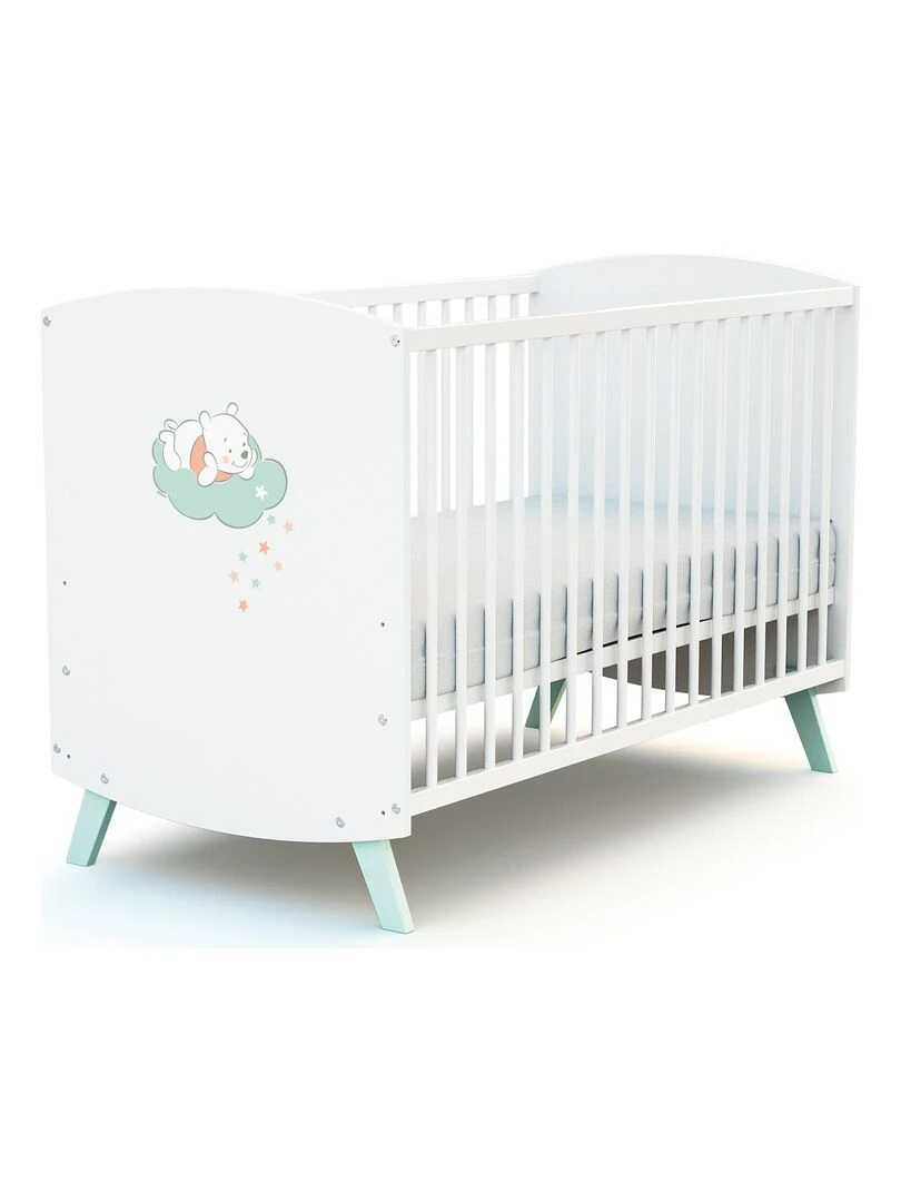 AT4    Lit bébé en bois DISNEY Up in the Sky Winnie Blanc 60 x 120 cm   Blanc