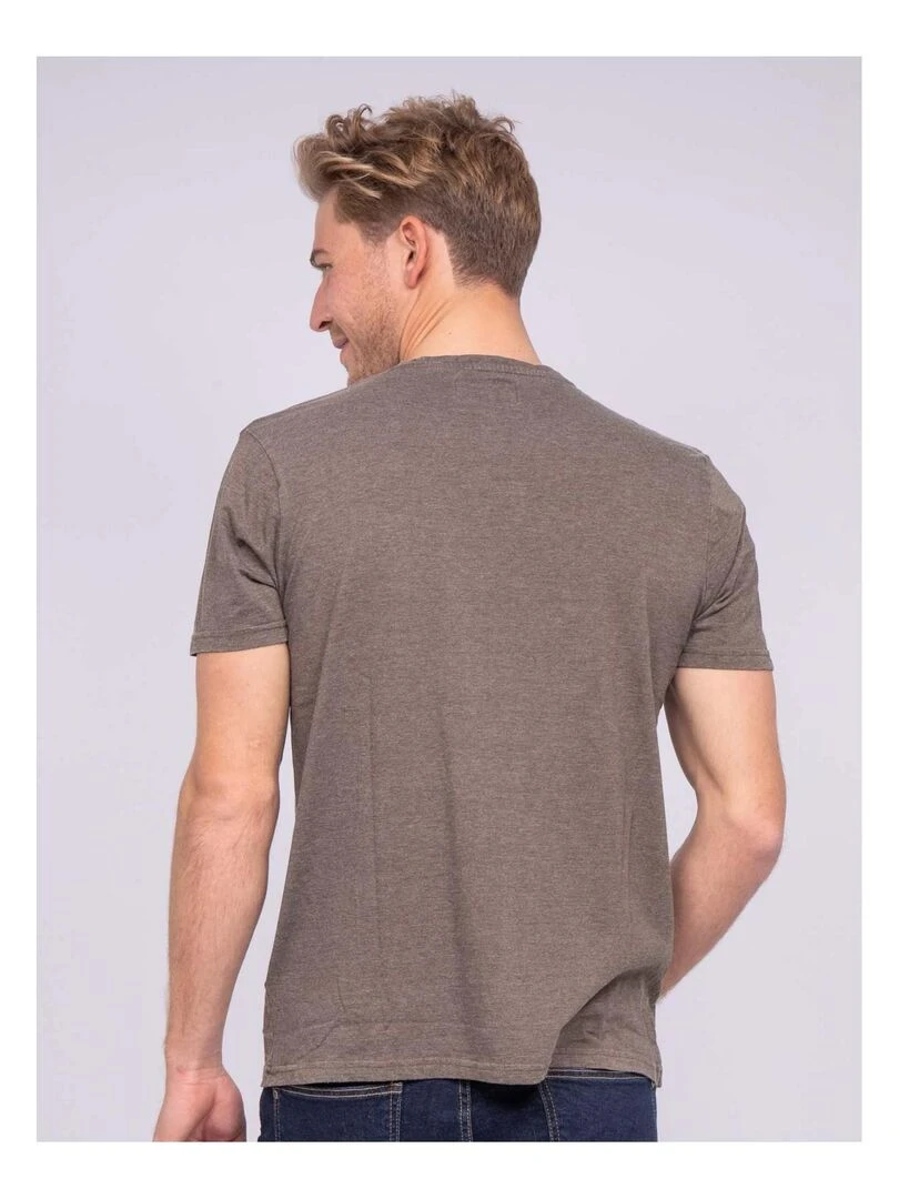 T shirt col rond pur coton NARDI   Kaki