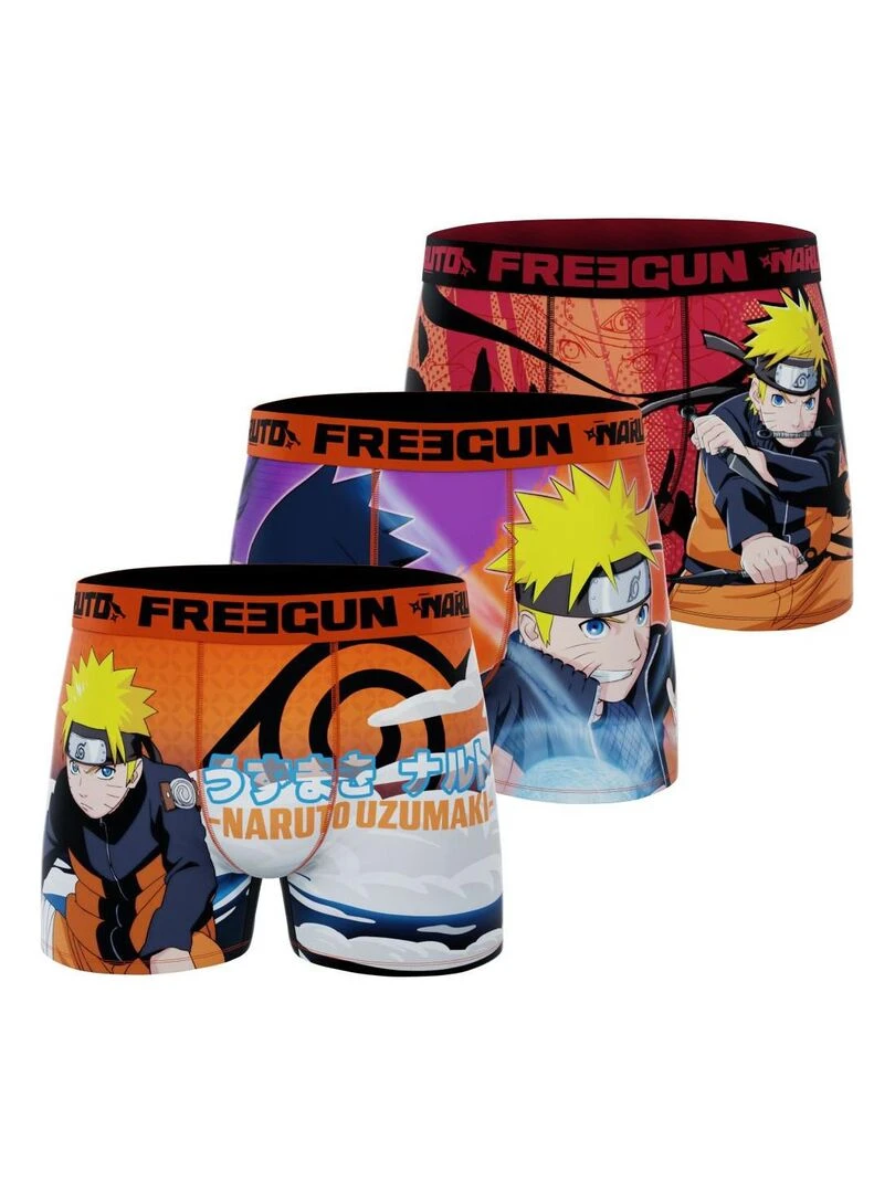 Lot de 3 boxers garçon Naruto Shippuden Freegun Orange