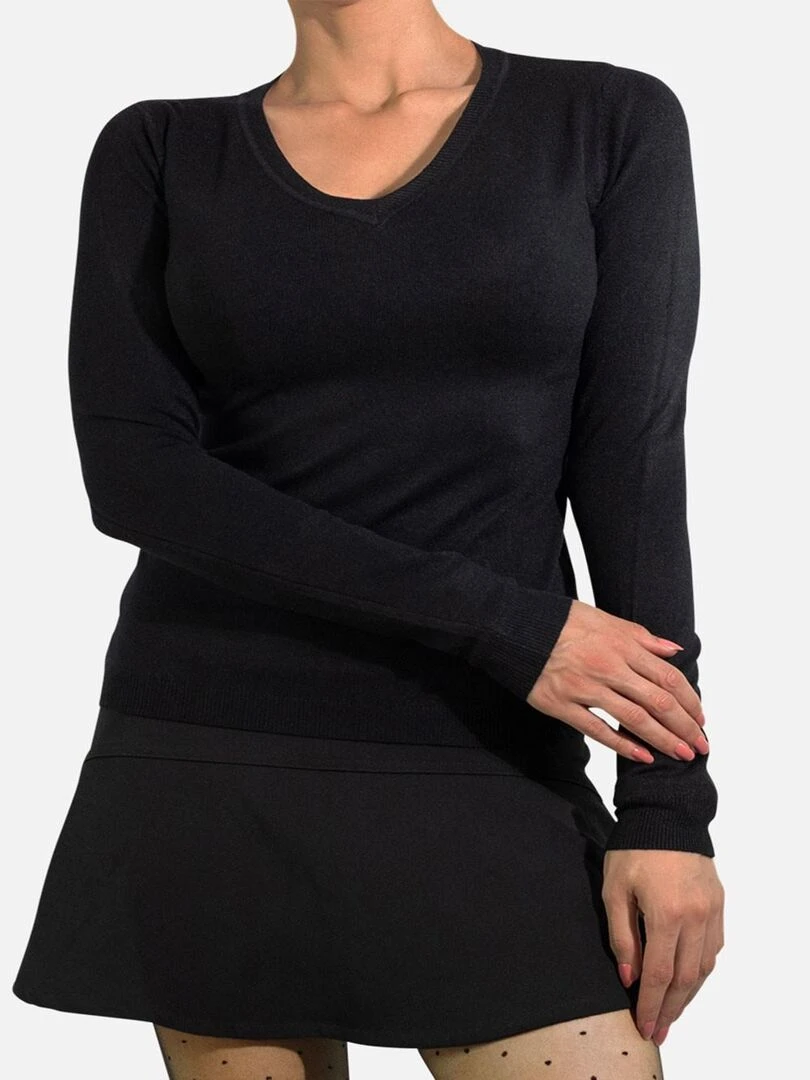 Pull col V en maille Kebello   Noir Noir