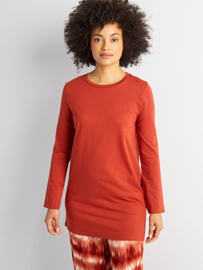 T shirt long à manches longues   Rouge