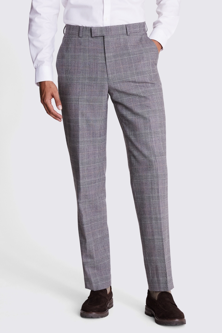 Regular Fit Grey Check Performance Trousers Buy Online at Moss
