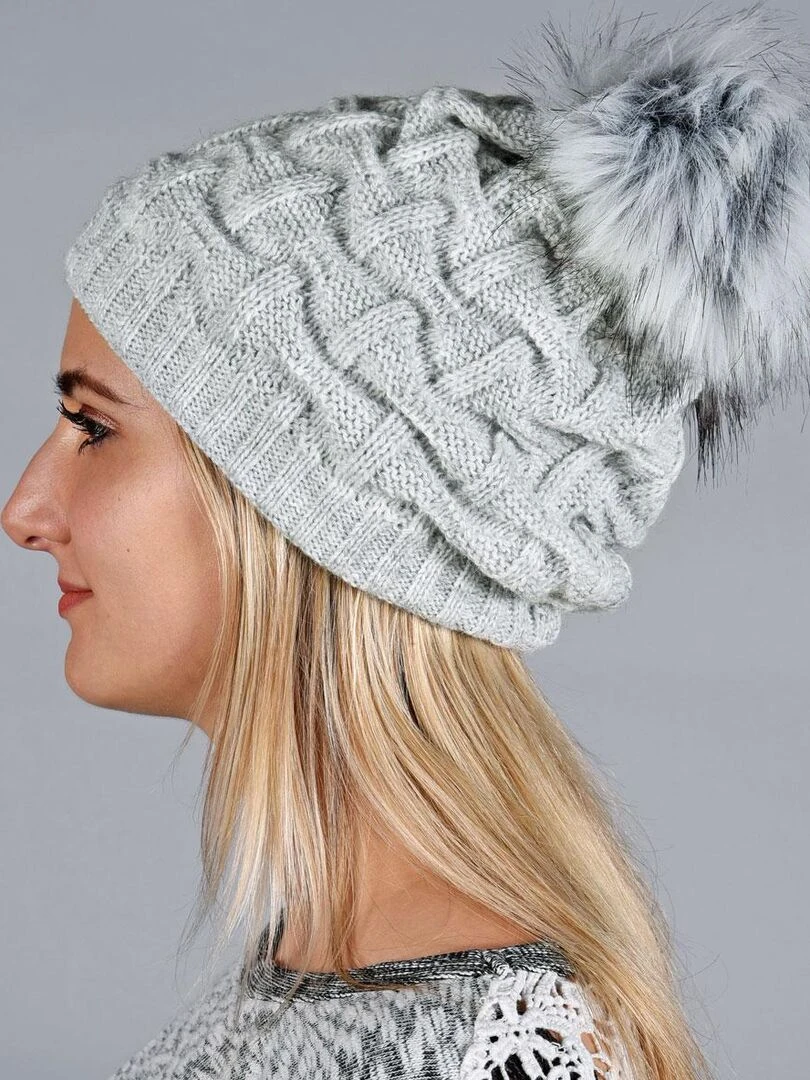 Ensemble Snood Bonnet Nora   Made in UE   Gris clair